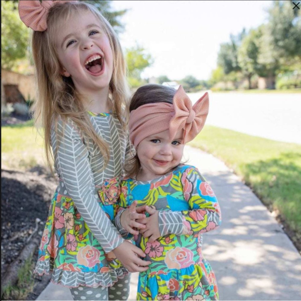 Herringbone Floral Dress & Leggings Outfit